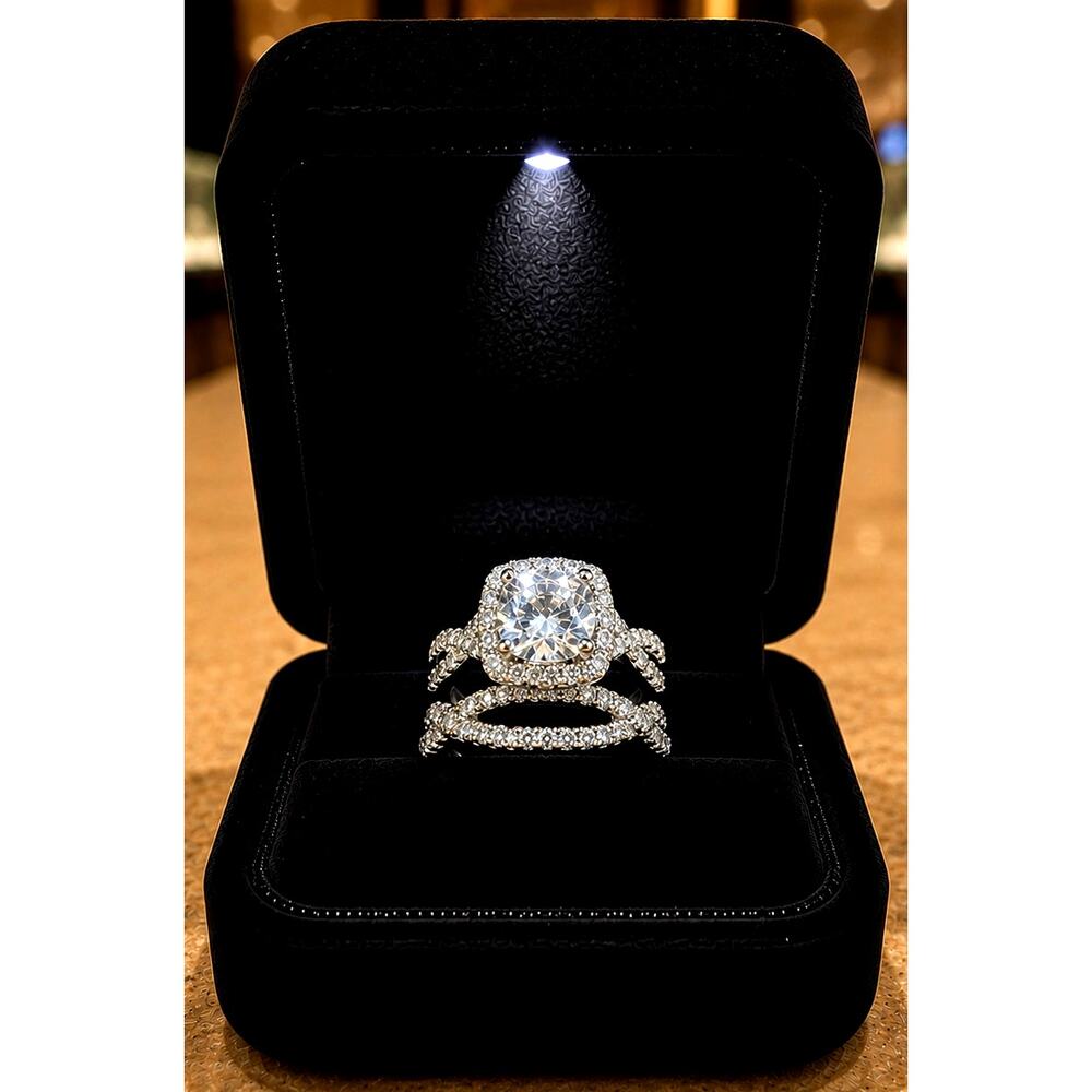 Love Eternity Set 2pc Cubic Zirconia Braided Double Band size 7